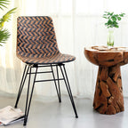 Breathable Rattan Weaving Dining Chair - Scandinavian Geometric Pattern Chair For Dining Room & Kitchen Lumendat