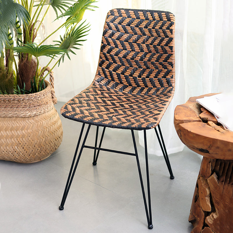 Breathable Rattan Weaving Dining Chair - Scandinavian Geometric Pattern Chair For Dining Room & Kitchen Lumendat