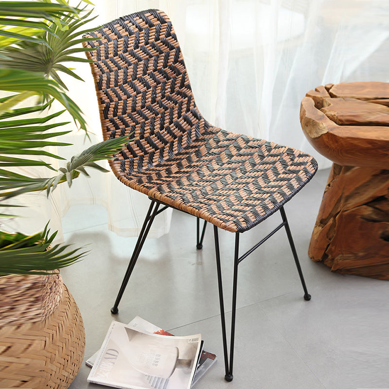 Breathable Rattan Weaving Dining Chair - Scandinavian Geometric Pattern Chair For Dining Room & Kitchen Lumendat