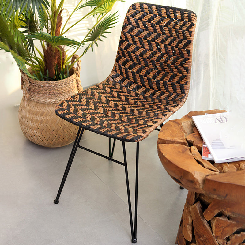 Breathable Rattan Weaving Dining Chair - Scandinavian Geometric Pattern Chair For Dining Room & Kitchen Lumendat