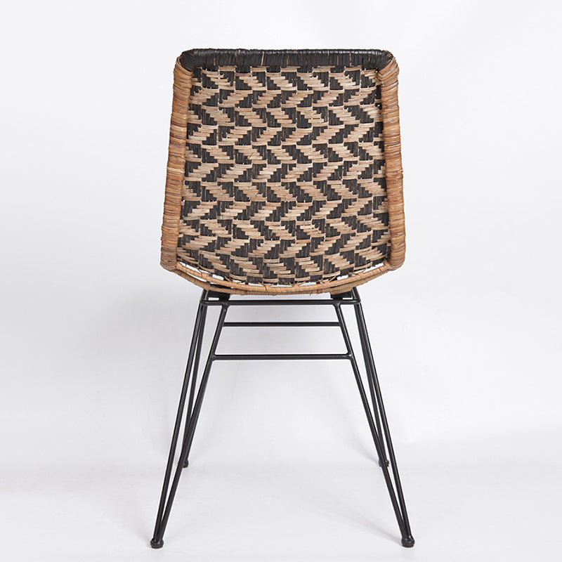 Breathable Rattan Weaving Dining Chair - Scandinavian Geometric Pattern Chair For Dining Room & Kitchen Lumendat