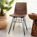 Breathable Rattan Weaving Dining Chair - Scandinavian Geometric Pattern Chair For Dining Room & Kitchen Lumendat
