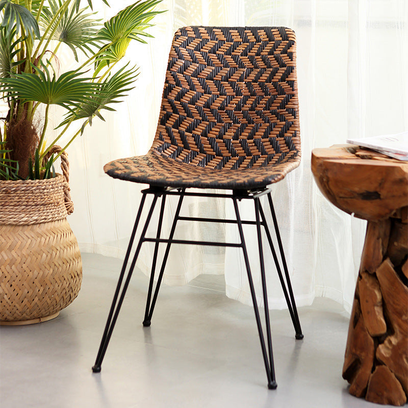 Breathable Rattan Weaving Dining Chair - Scandinavian Geometric Pattern Chair For Dining Room & Kitchen Lumendat