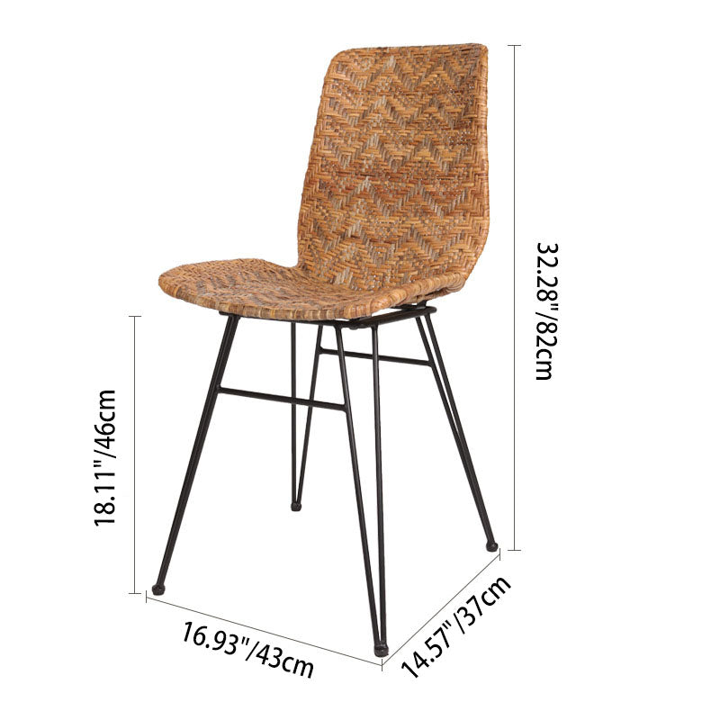 Rust-Proof Iron Frame Dining Chair - Lightweight Hand-Woven Rattan Weaving Chair For Dining Room Lumendat