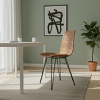 Rust-Proof Iron Frame Dining Chair - Lightweight Hand-Woven Rattan Weaving Chair For Dining Room Lumendat
