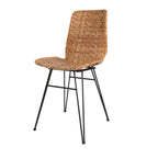 Rust-Proof Iron Frame Dining Chair - Lightweight Hand-Woven Rattan Weaving Chair For Dining Room Lumendat