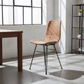 Rust-Proof Iron Frame Dining Chair - Lightweight Hand-Woven Rattan Weaving Chair For Dining Room Lumendat