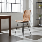 Rust-Proof Iron Frame Dining Chair - Lightweight Hand-Woven Rattan Weaving Chair For Dining Room Lumendat