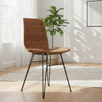 Rust-Proof Iron Frame Dining Chair - Lightweight Hand-Woven Rattan Weaving Chair For Dining Room Lumendat