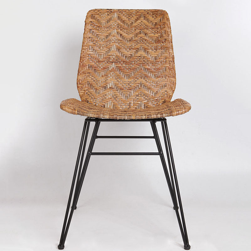 Rust-Proof Iron Frame Dining Chair - Lightweight Hand-Woven Rattan Weaving Chair For Dining Room Lumendat