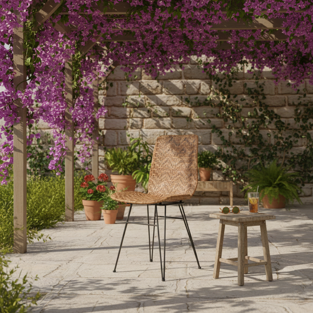Rust-Proof Iron Frame Dining Chair - Lightweight Hand-Woven Rattan Weaving Chair For Dining Room Lumendat