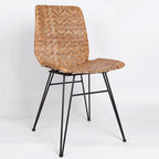 Rust-Proof Iron Frame Dining Chair - Lightweight Hand-Woven Rattan Weaving Chair For Dining Room Lumendat
