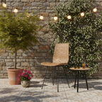 Rust-Proof Iron Frame Dining Chair - Lightweight Hand-Woven Rattan Weaving Chair For Dining Room Lumendat