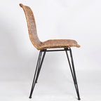 Rust-Proof Iron Frame Dining Chair - Lightweight Hand-Woven Rattan Weaving Chair For Dining Room Lumendat