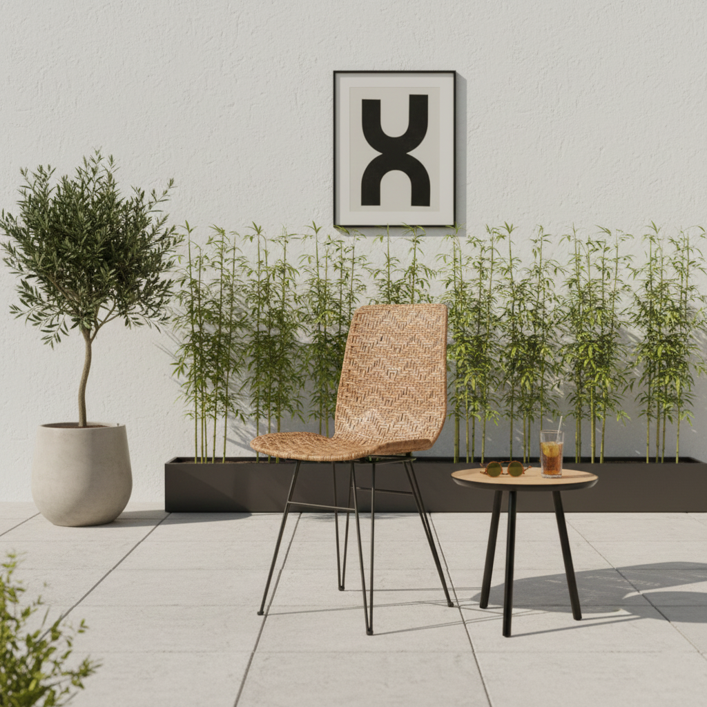 Rust-Proof Iron Frame Dining Chair - Lightweight Hand-Woven Rattan Weaving Chair For Dining Room Lumendat