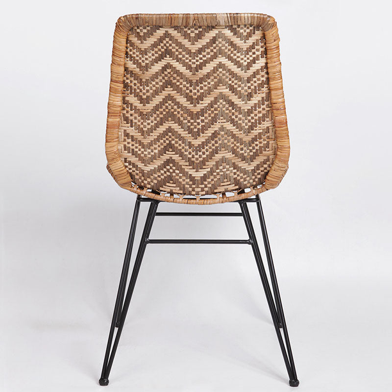 Rust-Proof Iron Frame Dining Chair - Lightweight Hand-Woven Rattan Weaving Chair For Dining Room Lumendat