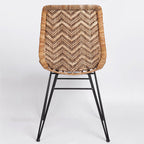 Rust-Proof Iron Frame Dining Chair - Lightweight Hand-Woven Rattan Weaving Chair For Dining Room Lumendat