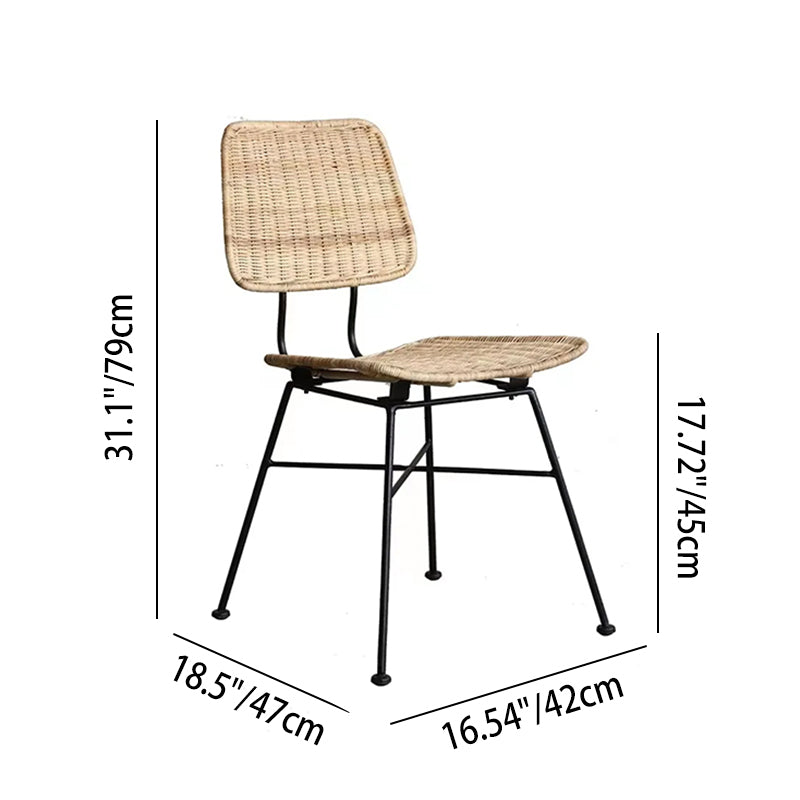 Sleek Minimalist Iron Frame Chair - Hand-Woven Breathable Rattan Dining Chair For Dining Room & Kitchen Lumendat