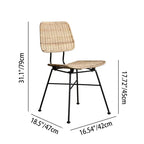 Sleek Minimalist Iron Frame Chair - Hand-Woven Breathable Rattan Dining Chair For Dining Room & Kitchen Lumendat
