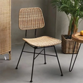 Sleek Minimalist Iron Frame Chair - Hand-Woven Breathable Rattan Dining Chair For Dining Room & Kitchen Lumendat