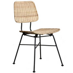 Sleek Minimalist Iron Frame Chair - Hand-Woven Breathable Rattan Dining Chair For Dining Room & Kitchen Lumendat