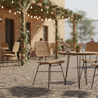 Sleek Minimalist Iron Frame Chair - Hand-Woven Breathable Rattan Dining Chair For Dining Room & Kitchen Lumendat