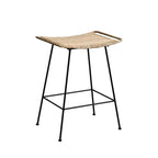 Curved-Seat Rattan Bar Stool - Lightweight Rattan Weaving Backless Stool For Dining Room Lumendat
