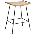 Curved-Seat Rattan Bar Stool - Lightweight Rattan Weaving Backless Stool For Dining Room Lumendat