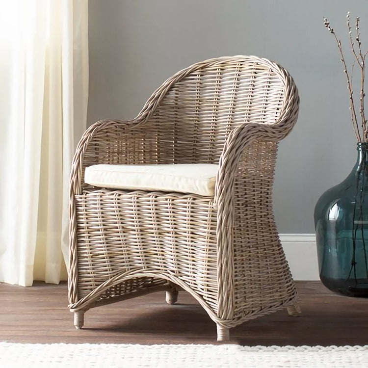 Premium Rattan Weaving Chair - Whimsical Curves Hand-Woven Bohemian Dining Chair For Dining Room & Garden Lumendat