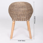 Traditional Chinese Natural Rattan Shoe Bench - Drum Handmade Shoe Stool For Living Room Lumendat