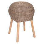 Traditional Chinese Natural Rattan Shoe Bench - Drum Handmade Shoe Stool For Living Room Lumendat