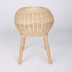 Traditional Chinese Natural Rattan Shoe Bench - Drum Handmade Shoe Stool For Living Room Lumendat
