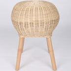 Traditional Chinese Natural Rattan Shoe Bench - Drum Handmade Shoe Stool For Living Room Lumendat