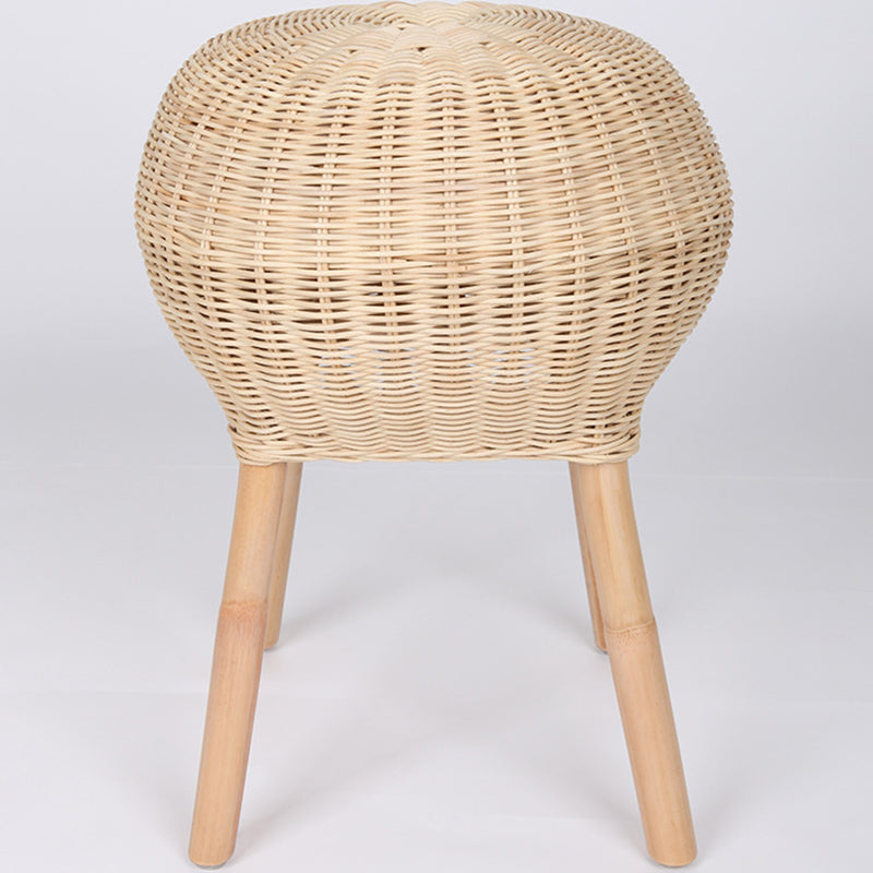 Traditional Chinese Natural Rattan Shoe Bench - Drum Handmade Shoe Stool For Living Room Lumendat