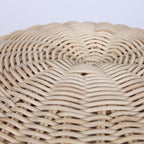 Traditional Chinese Natural Rattan Shoe Bench - Drum Handmade Shoe Stool For Living Room Lumendat