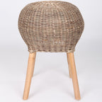 Traditional Chinese Natural Rattan Shoe Bench - Drum Handmade Shoe Stool For Living Room Lumendat