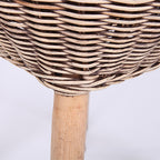 Traditional Chinese Natural Rattan Shoe Bench - Drum Handmade Shoe Stool For Living Room Lumendat