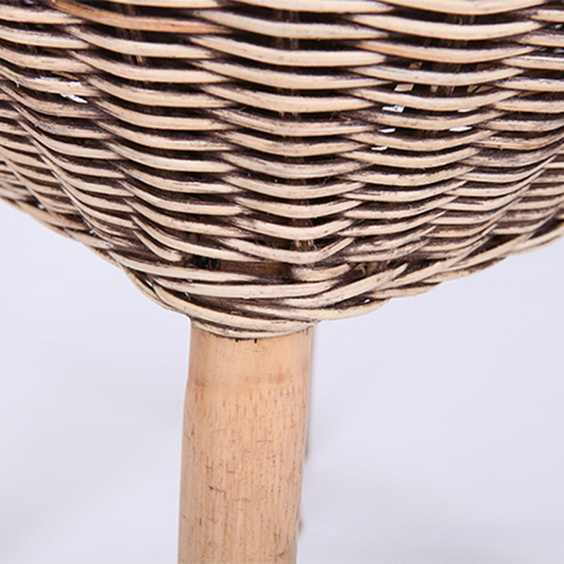 Traditional Chinese Natural Rattan Shoe Bench - Drum Handmade Shoe Stool For Living Room Lumendat