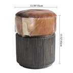 Traditional Teak Wood & Goatskin Stool - Oriental Handmade Furniture Chair For Living Room Lumendat