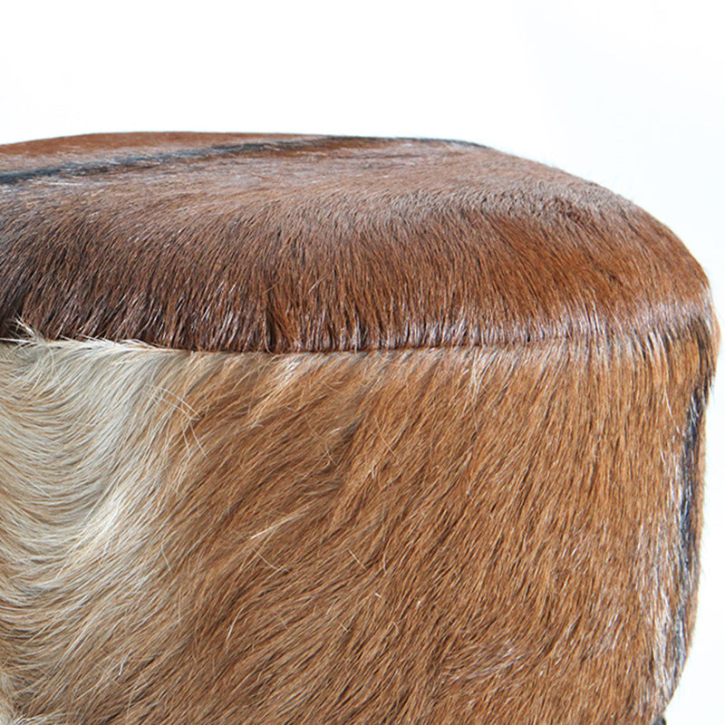 Traditional Teak Wood & Goatskin Stool - Oriental Handmade Furniture Chair For Living Room Lumendat