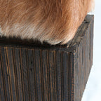 Traditional Chinese Teak Wood & Goatskin Shoe Stool - Square Handcrafted Chair For Living Room Lumendat