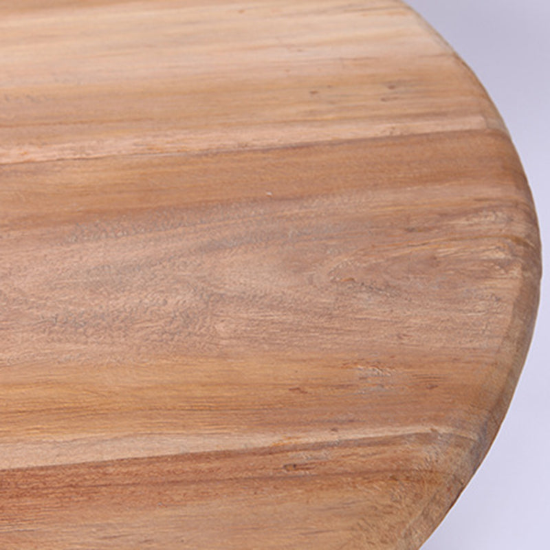 Traditional Japanese Teak Wood Side Table - Low Round Accent Table For Living Room Lumendat