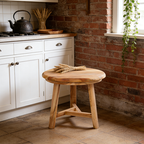 Traditional Japanese Teak Wood Side Table - Low Round Accent Table For Living Room Lumendat