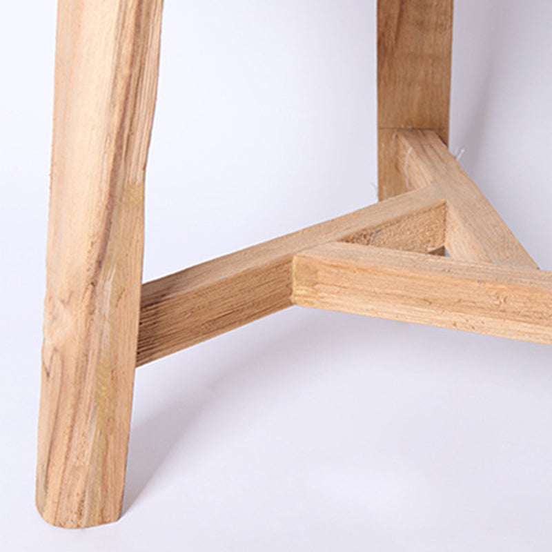 Traditional Japanese Teak Wood Side Table - Low Round Accent Table For Living Room Lumendat