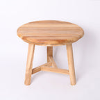 Traditional Japanese Teak Wood Side Table - Low Round Accent Table For Living Room Lumendat
