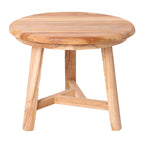 Traditional Japanese Teak Wood Side Table - Low Round Accent Table For Living Room Lumendat
