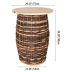 Rustic Teak & Rattan Weaving Bar Table - Dual-Material Durability & Natural Charm Table For Dining Room & Kitchen Lumendat