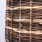 Rustic Teak & Rattan Weaving Bar Table - Dual-Material Durability & Natural Charm Table For Dining Room & Kitchen Lumendat