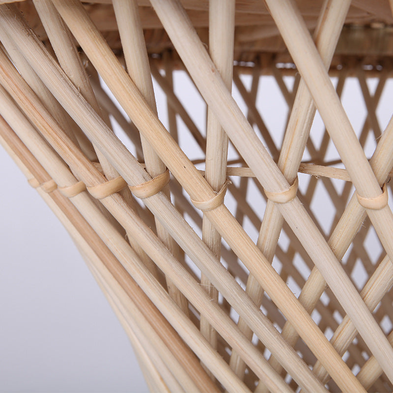 Traditional Chinese Handwoven Indonesian Rattan Side Table - Hourglass Round End Table For Living Room Lumendat