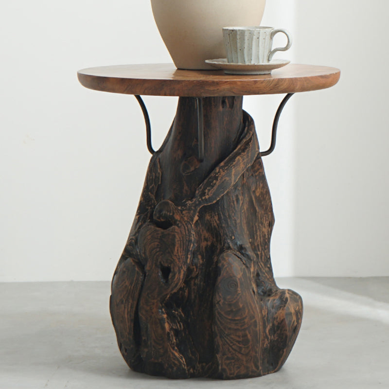 Traditional Chinese Natural Teak Wood Side Table - Hand-Carved Coffee Table For Living Room Lumendat